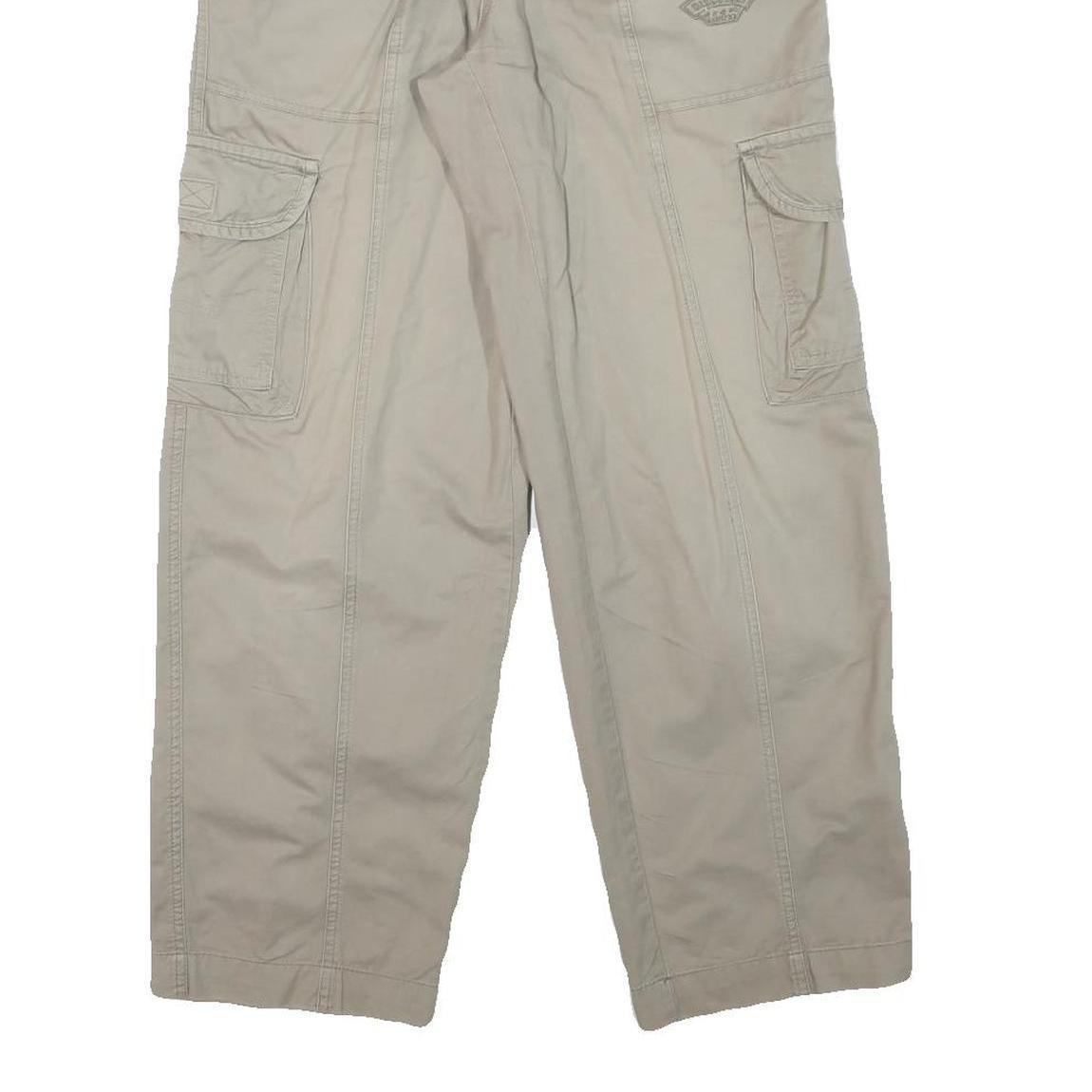 DISCOVERY Mens Cotton Blend Beige Relaxed Cargo Trousers W24 L27 Zip Pocket