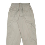 DISCOVERY Mens Cotton Blend Beige Relaxed Cargo Trousers W24 L27 Zip Pocket