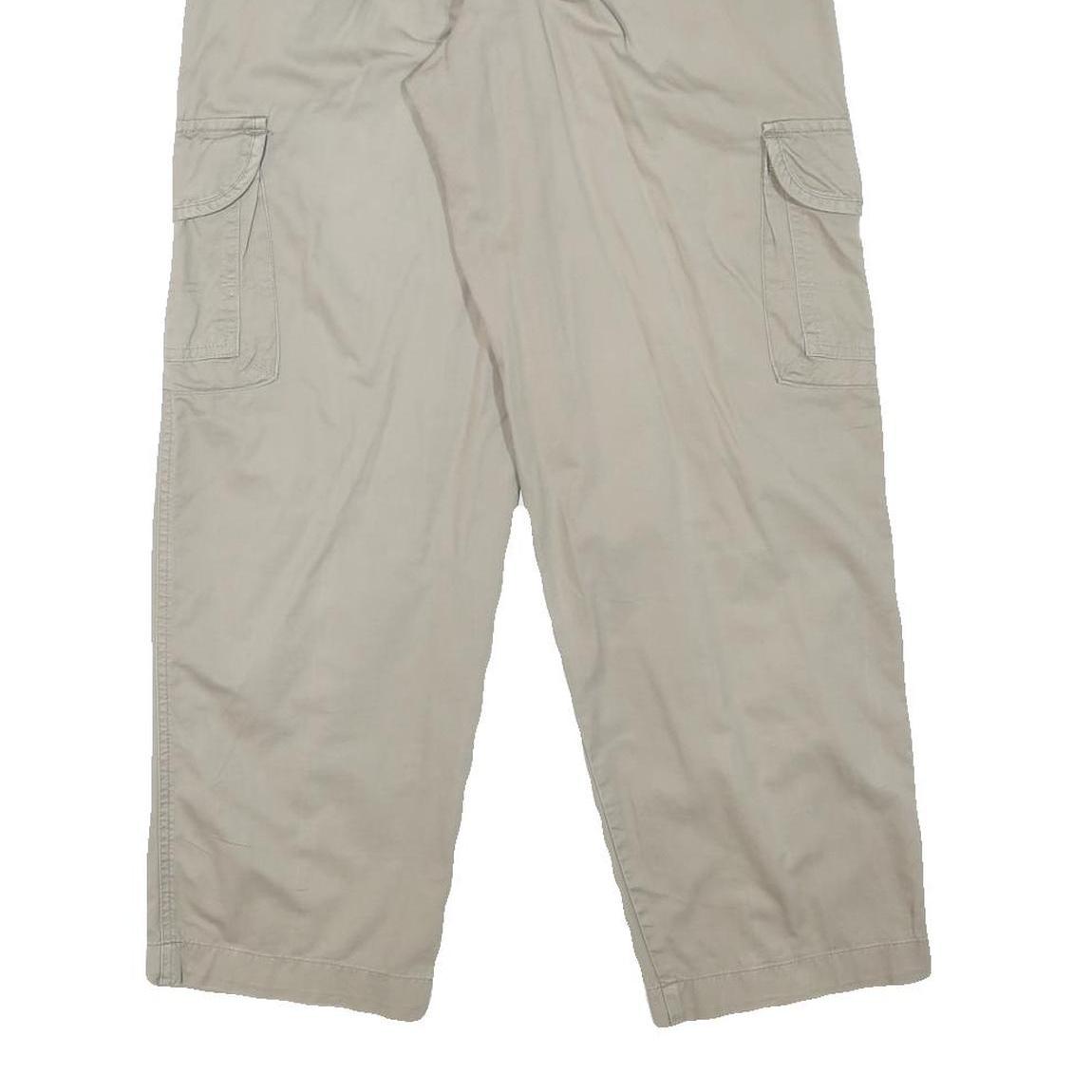 DISCOVERY Mens Cotton Blend Beige Relaxed Cargo Trousers W24 L27 Zip Pocket