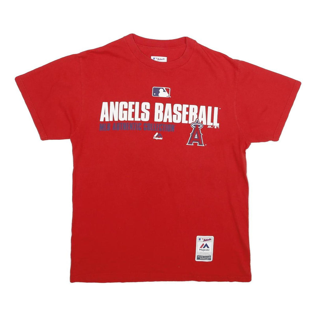 MAJESTIC Mens Red Angels Baseball Graphic T-Shirt M Short Sleeve Crew Neck