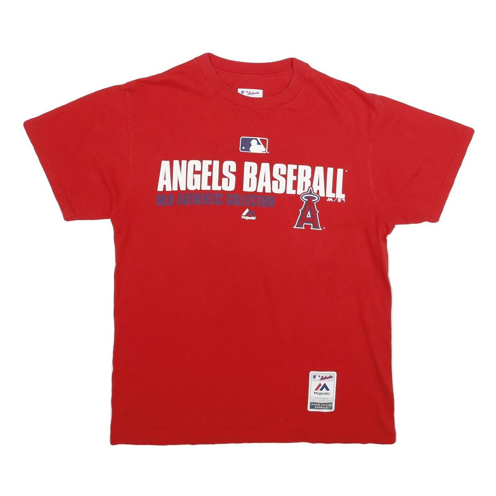MAJESTIC Mens Red Angels Baseball Graphic T-Shirt M Short Sleeve Crew Neck