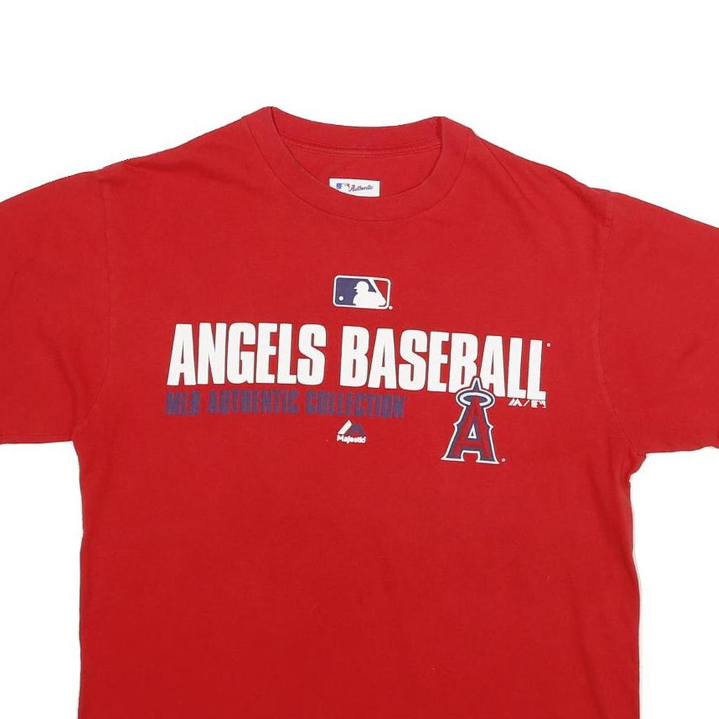 MAJESTIC Mens Red Angels Baseball Graphic T-Shirt M Short Sleeve Crew Neck