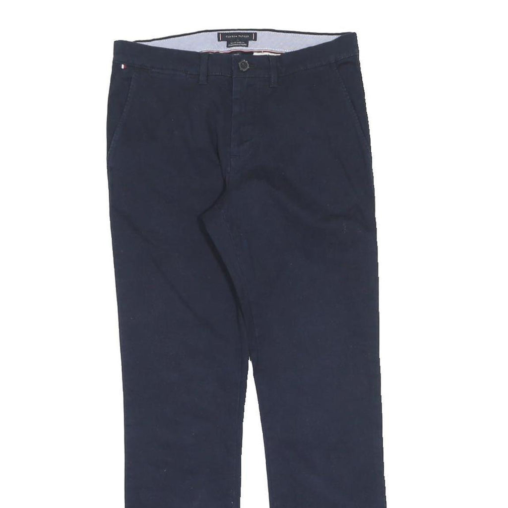 TOMMY HILFIGER Womens Cotton Blend Navy Slim Straight Trousers W30 L32 Smart