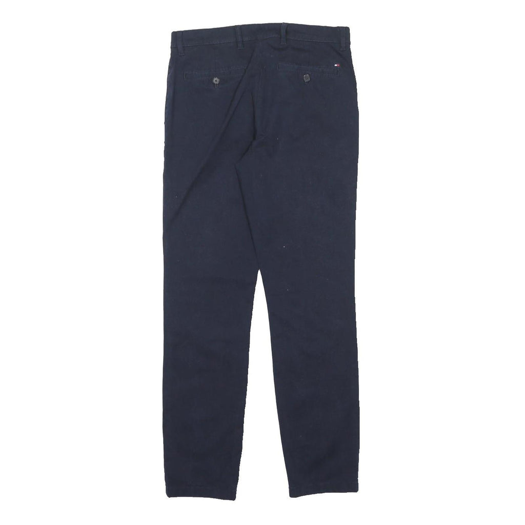 TOMMY HILFIGER Womens Cotton Blend Navy Slim Straight Trousers W30 L32 Smart