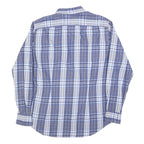 TOMMY HILFIGER Mens Blue & Grey Check Shirt L Cotton Blend Casual Smart