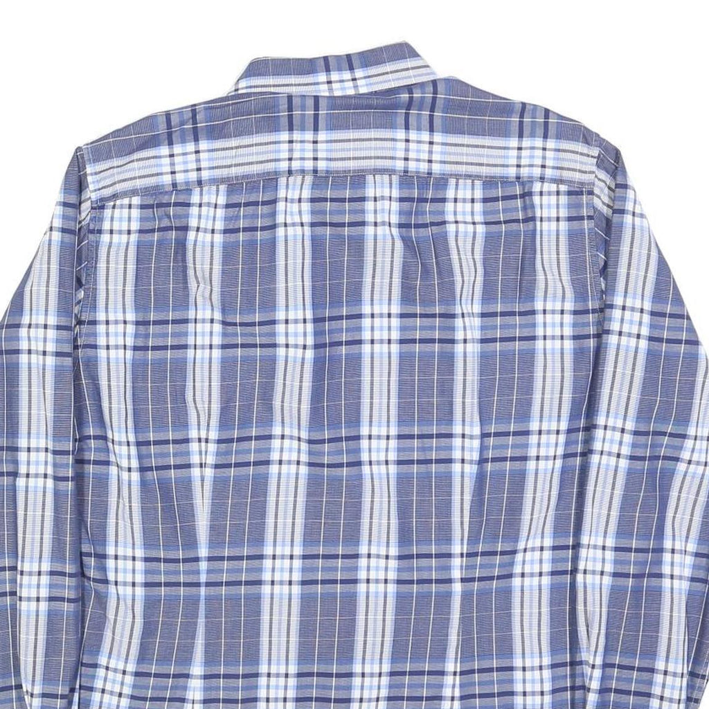 TOMMY HILFIGER Mens Blue & Grey Check Shirt L Cotton Blend Casual Smart