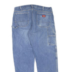 DICKIES Mens Jeans Blue Regular Straight Denim Light W38 L32 Workwear Zip