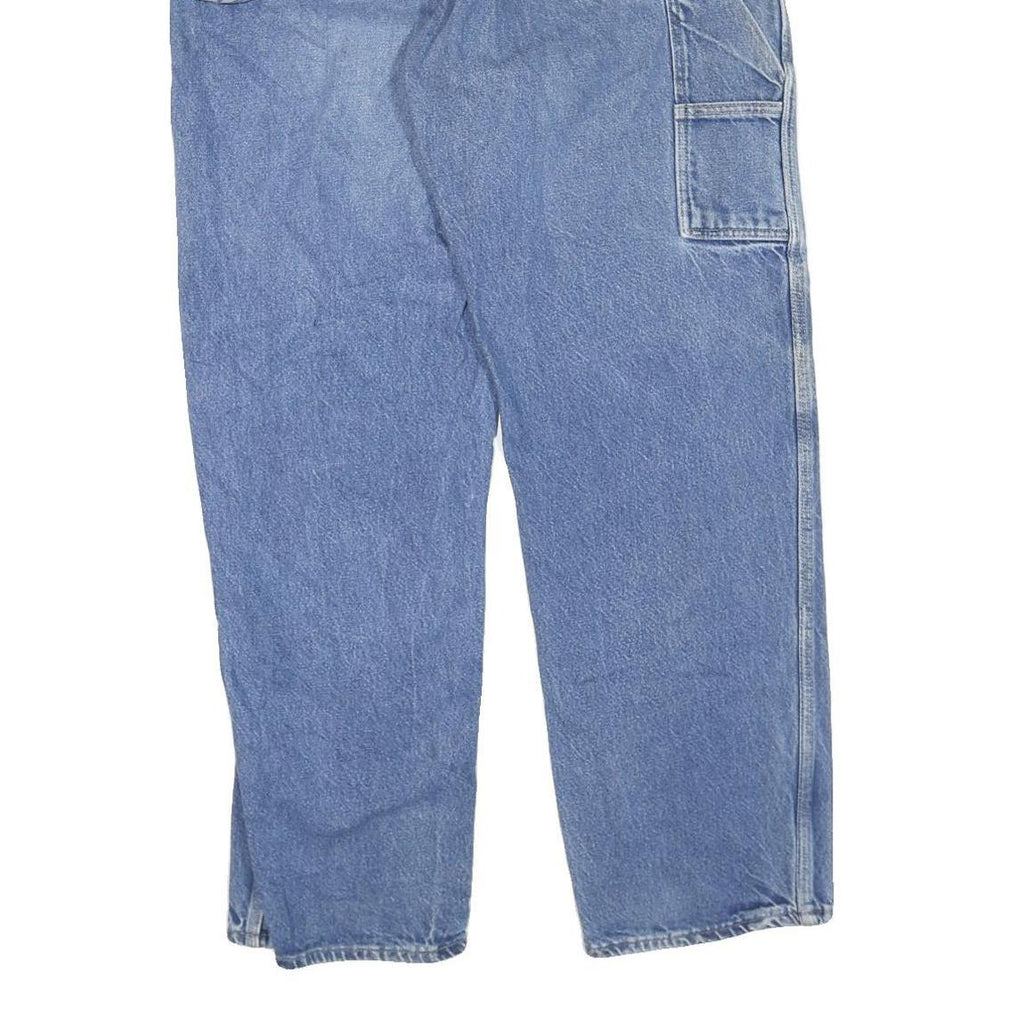 DICKIES Mens Jeans Blue Regular Straight Denim Light W38 L32 Workwear Zip