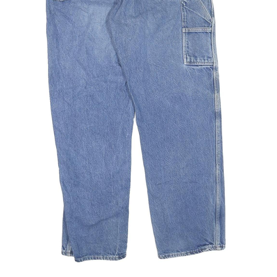 DICKIES Mens Jeans Blue Regular Straight Denim Light W38 L32 Workwear Zip