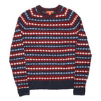 JOE FRESH Mens Red Blue & White Patterned Patterned Crew Neck Basic Knit XS