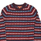 JOE FRESH Mens Red Blue & White Patterned Patterned Crew Neck Basic Knit XS