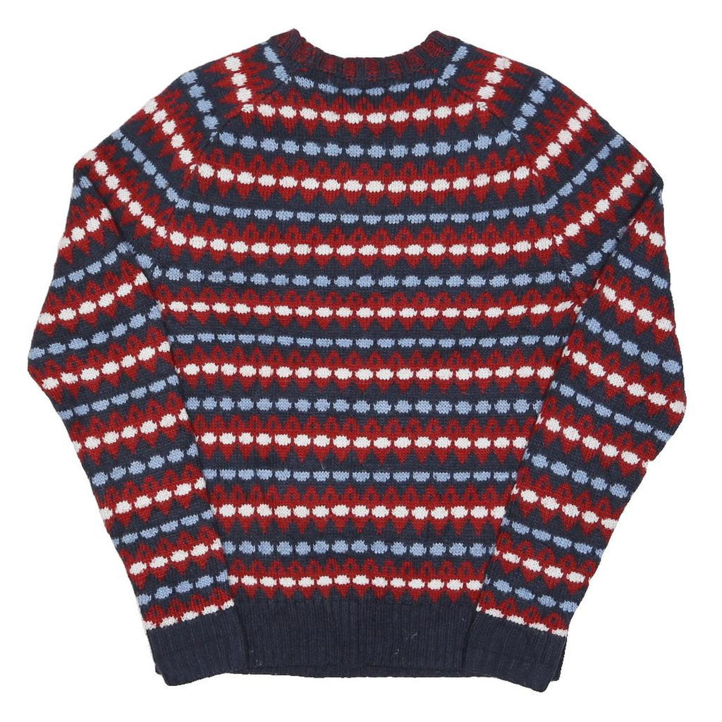 JOE FRESH Mens Red Blue & White Patterned Patterned Crew Neck Basic Knit XS