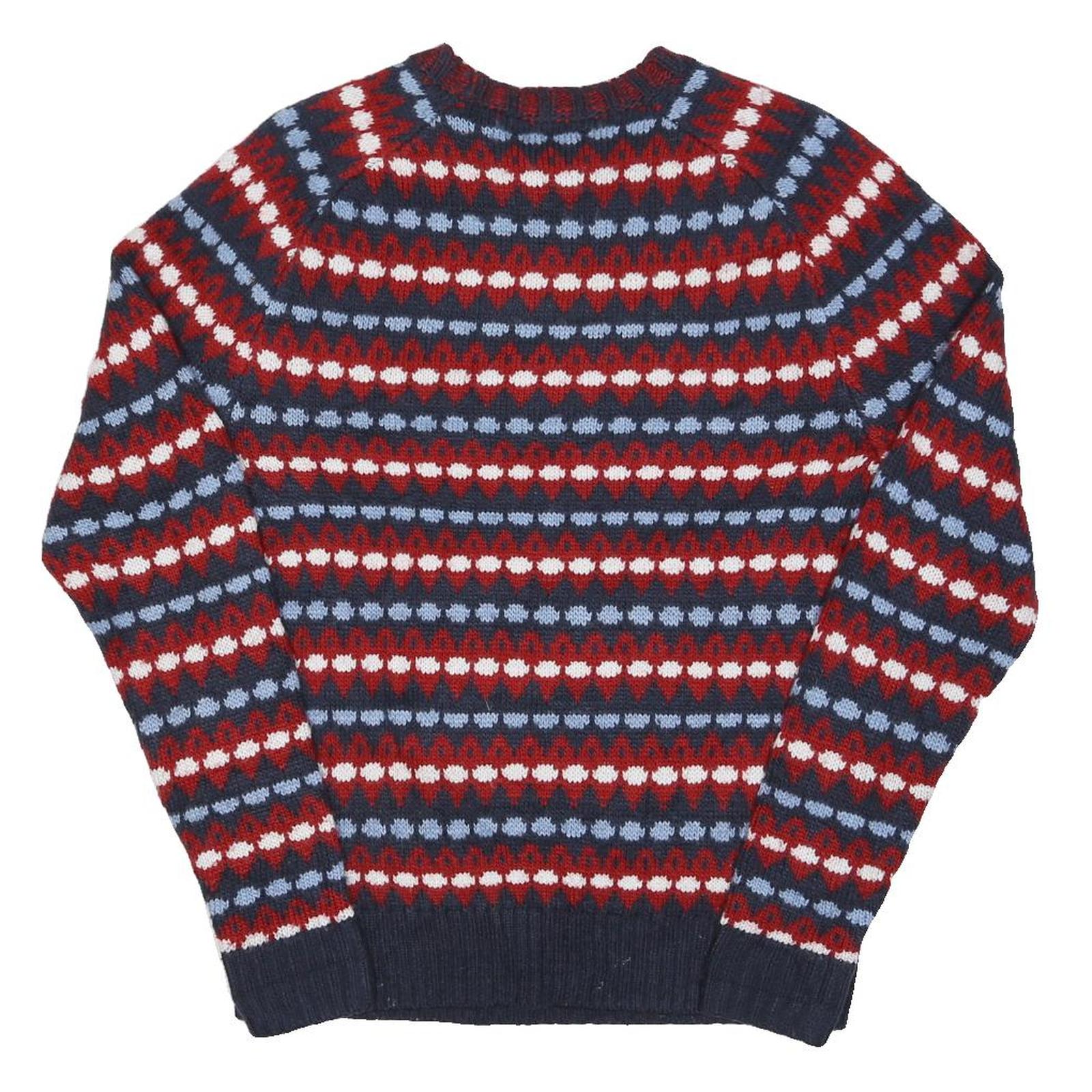 JOE FRESH Mens Red Blue & White Patterned Patterned Crew Neck Basic Knit XS