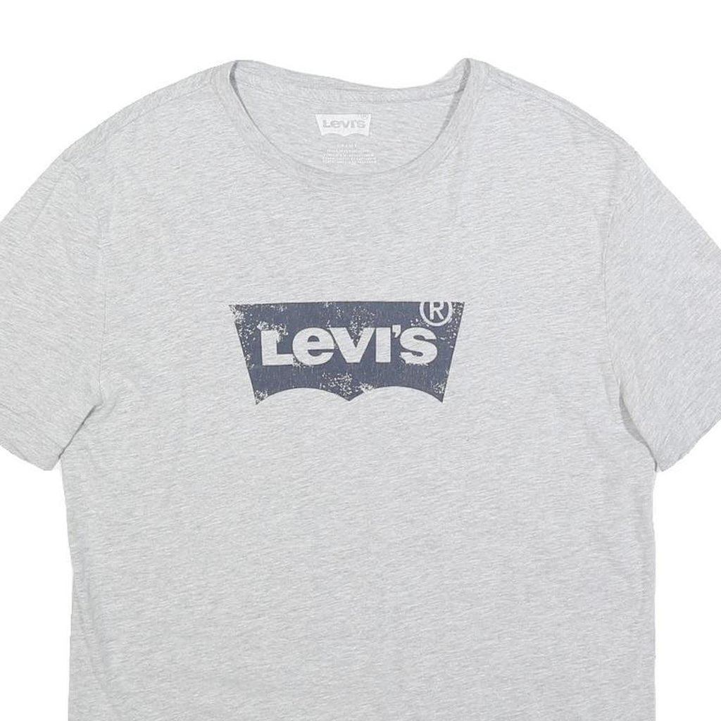 LEVI'S Mens Grey Graphic T-Shirt S Short Sleeve Crew Neck Cotton Blend Casual