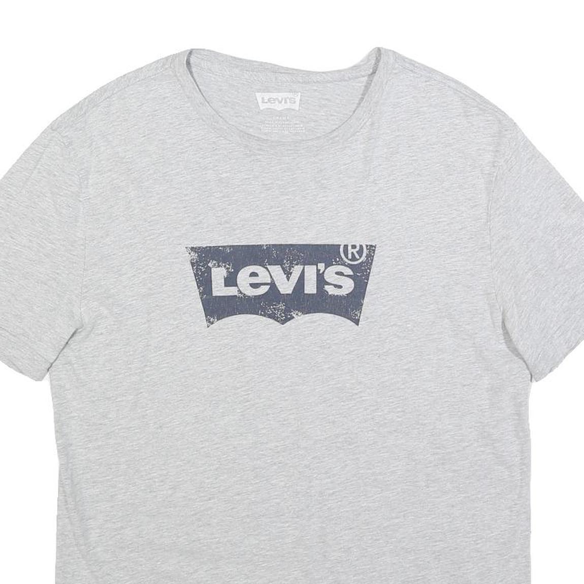 LEVI'S Mens Grey Graphic T-Shirt S Short Sleeve Crew Neck Cotton Blend Casual