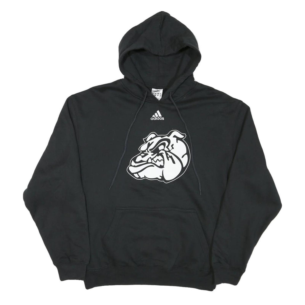ADIDAS Mens Black Bulldog Graphic Pullover Hoodie S Yearbook Print