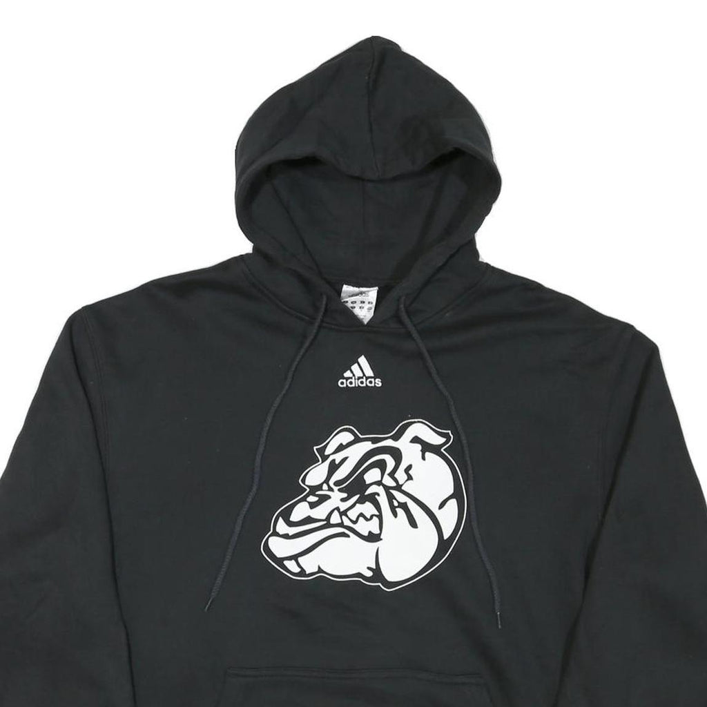 ADIDAS Mens Black Bulldog Graphic Pullover Hoodie S Yearbook Print