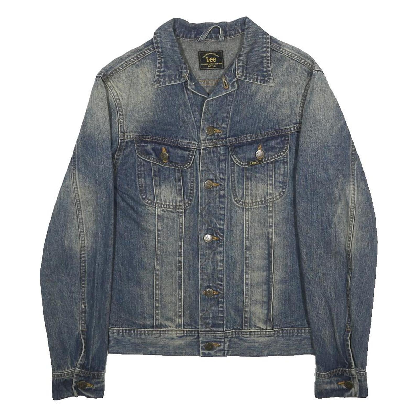LEE Womens Blue Denim Button Jacket M Cotton Classic Casual Outerwear