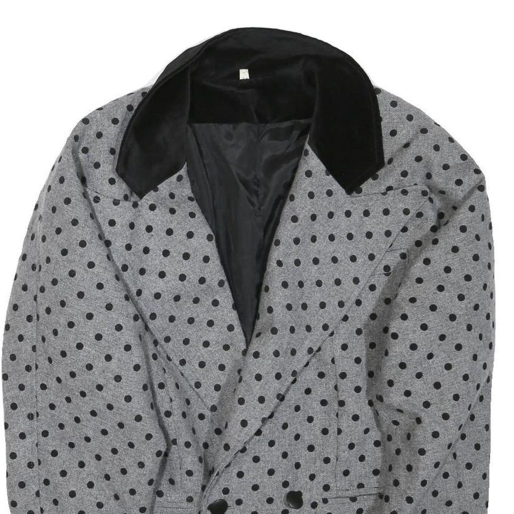 Womens Grey & Black Wool Polka Dot Button Jacket XL Tailored Wool Blend Classic
