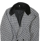 Womens Grey & Black Wool Polka Dot Button Jacket XL Tailored Wool Blend Classic
