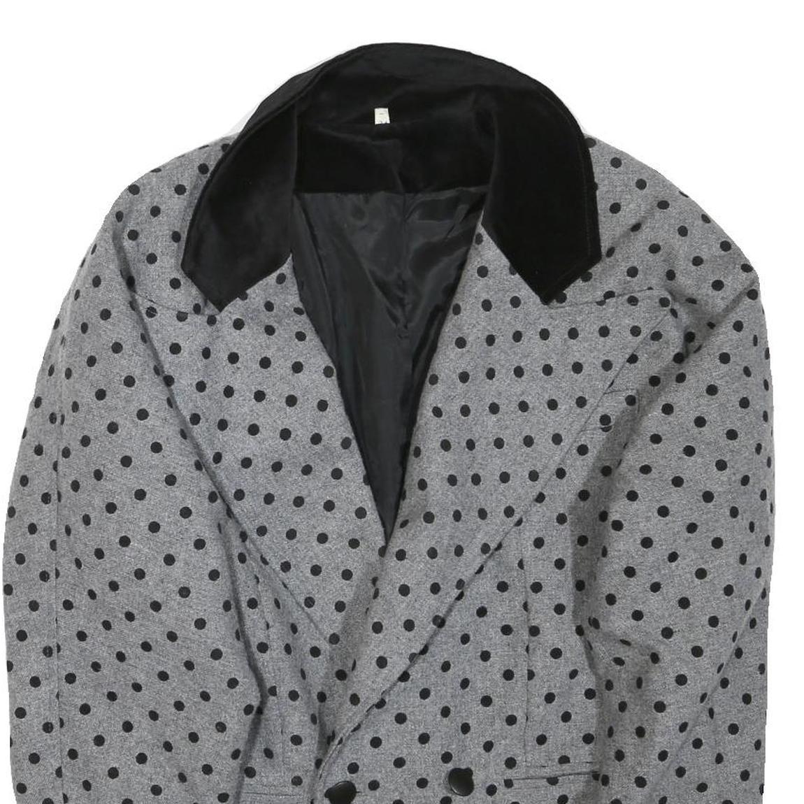 Womens Grey & Black Wool Polka Dot Button Jacket XL Tailored Wool Blend Classic