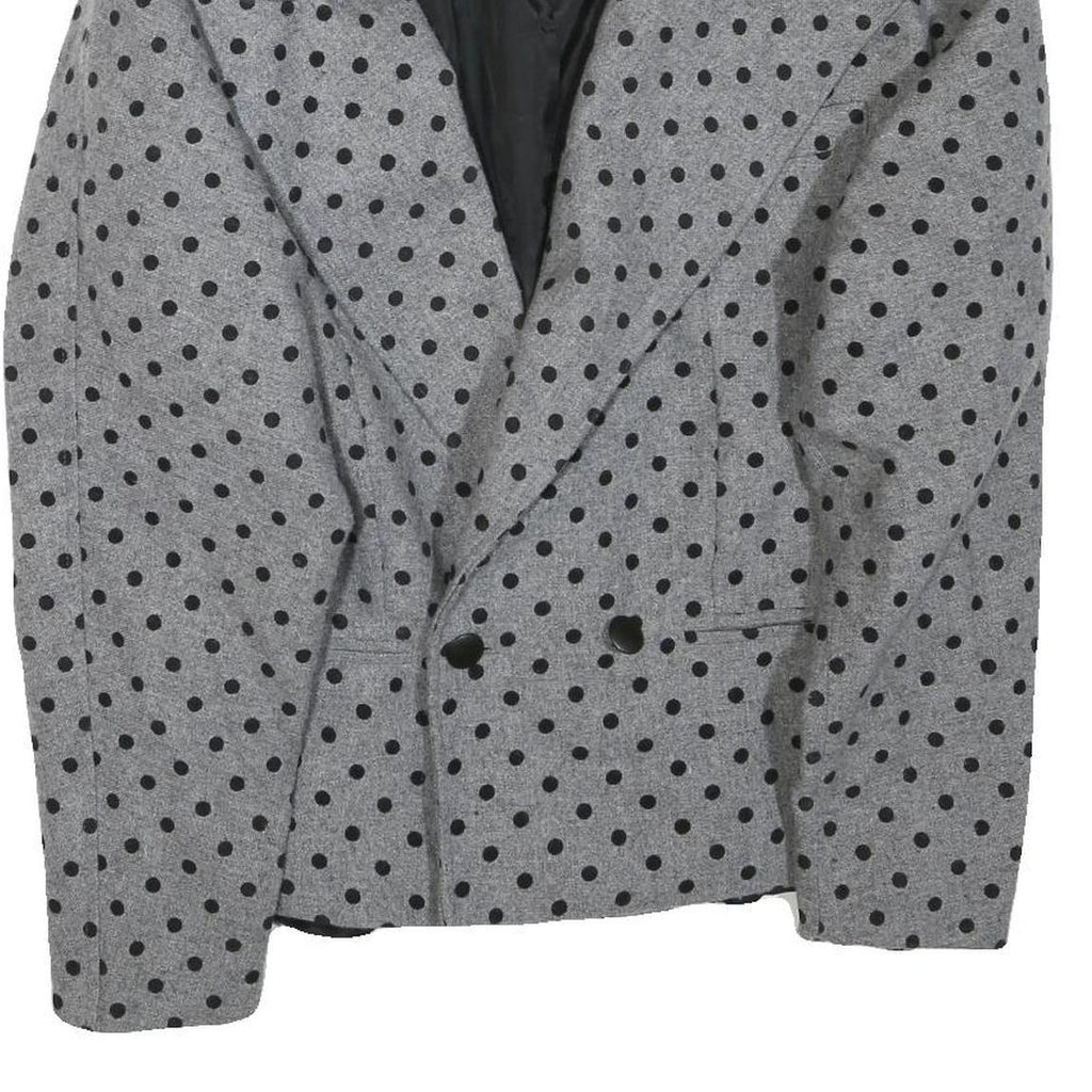 Womens Grey & Black Wool Polka Dot Button Jacket XL Tailored Wool Blend Classic