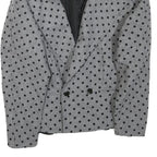 Womens Grey & Black Wool Polka Dot Button Jacket XL Tailored Wool Blend Classic