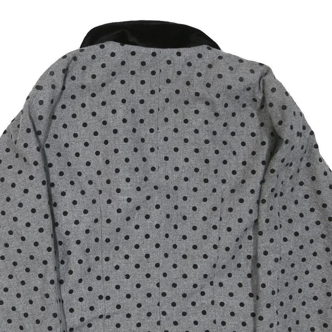 Womens Grey & Black Wool Polka Dot Button Jacket XL Tailored Wool Blend Classic