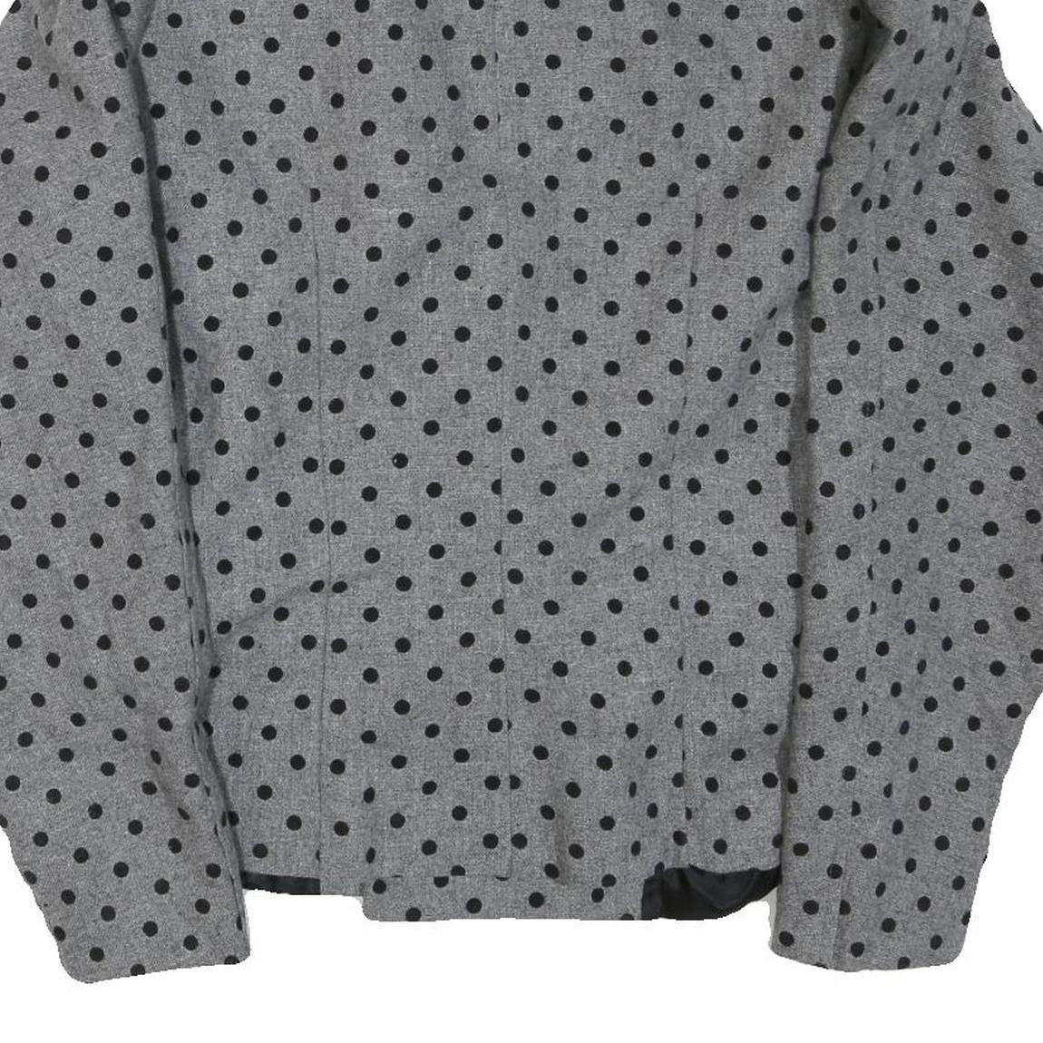 Womens Grey & Black Wool Polka Dot Button Jacket XL Tailored Wool Blend Classic