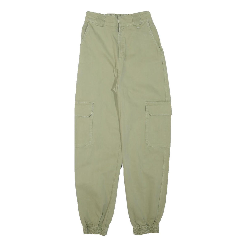 PULL & BEAR Womens Cotton Blend Beige Relaxed Cargo Trousers W22 L24