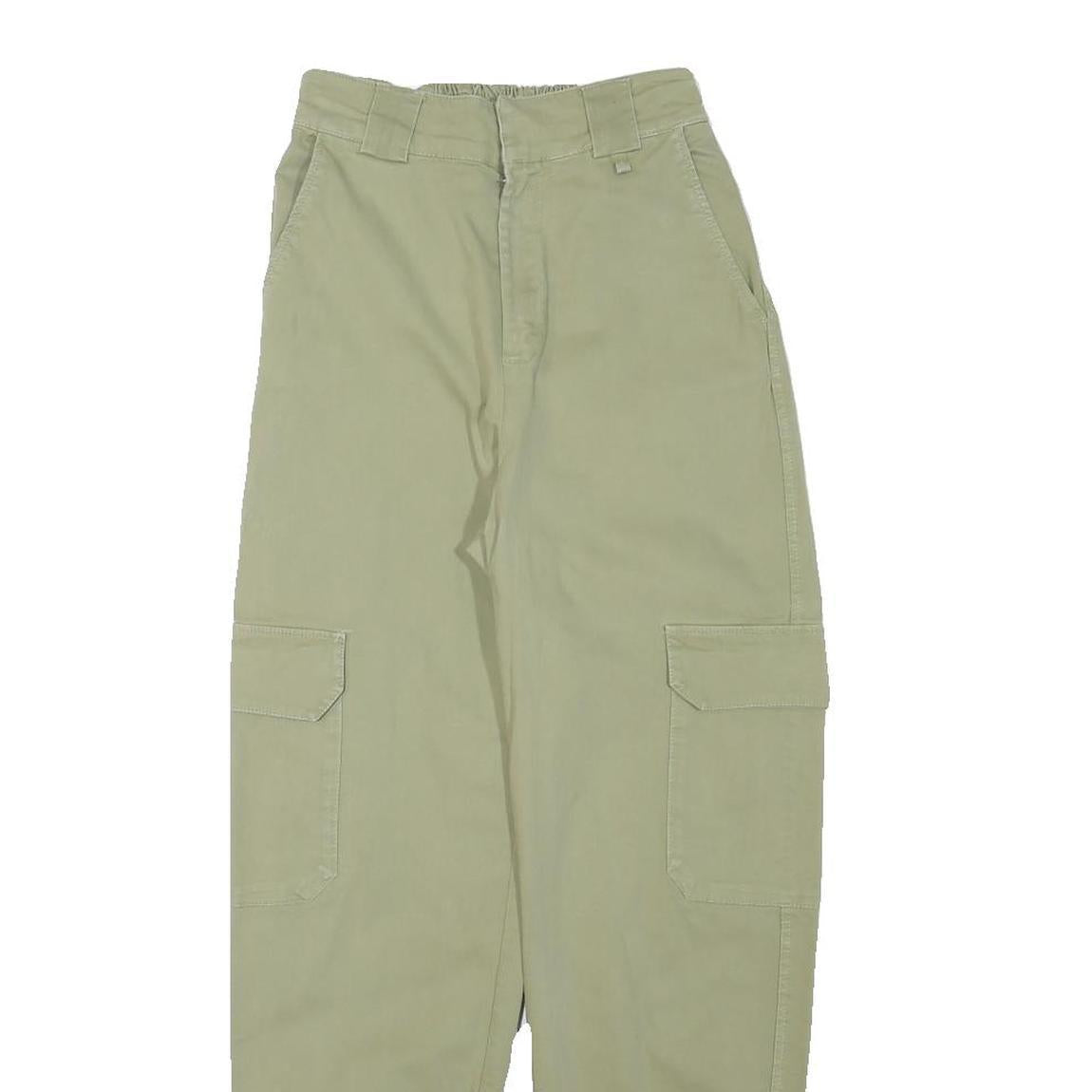 PULL & BEAR Womens Cotton Blend Beige Relaxed Cargo Trousers W22 L24