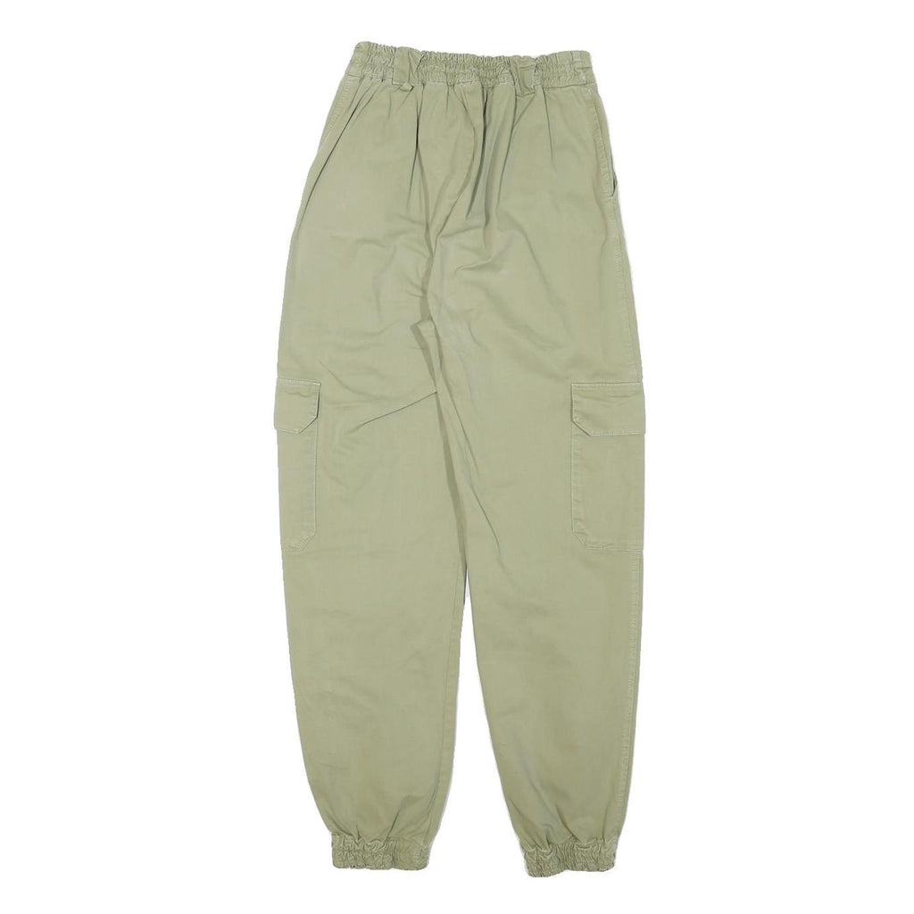 PULL & BEAR Womens Cotton Blend Beige Relaxed Cargo Trousers W22 L24