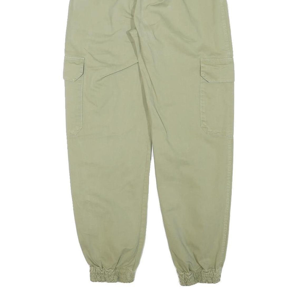 PULL & BEAR Womens Cotton Blend Beige Relaxed Cargo Trousers W22 L24