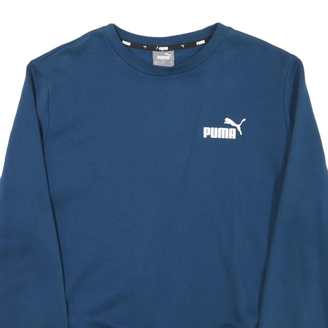 PUMA Mens Blue Cotton Blend Crew Neck Sweatshirt S Casual Sportswear