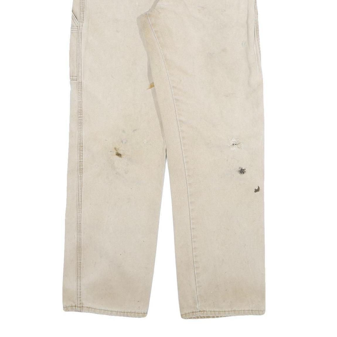 DICKIES Mens Beige Regular Fit Straight Denim Jeans W34 L34 Workwear