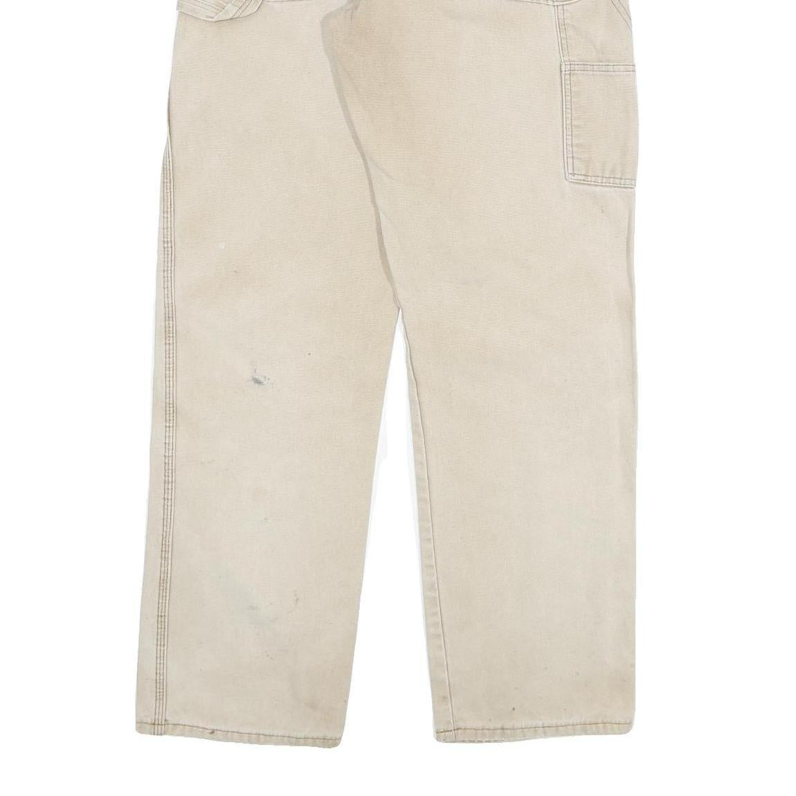 DICKIES Mens Beige Regular Fit Straight Denim Jeans W34 L34 Workwear