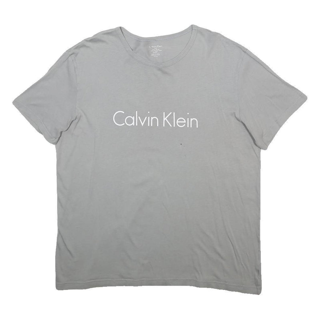 CALVIN KLEIN Mens Grey T-Shirt L Short Sleeve Crew Neck Logo Print