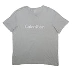 CALVIN KLEIN Mens Grey T-Shirt L Short Sleeve Crew Neck Logo Print