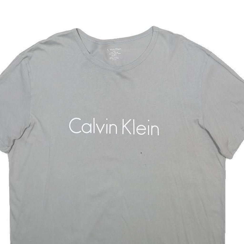 CALVIN KLEIN Mens Grey T-Shirt L Short Sleeve Crew Neck Logo Print