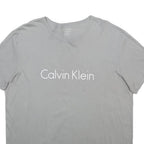 CALVIN KLEIN Mens Grey T-Shirt L Short Sleeve Crew Neck Logo Print
