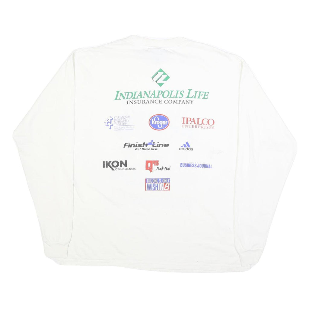 LOCO ATHLETIC Mens White Winners Graphic T-Shirt L Long Sleeve Crew Neck