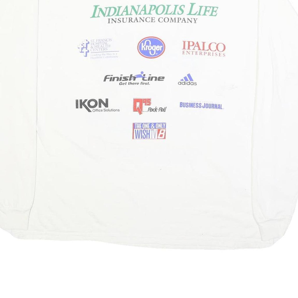 LOCO ATHLETIC Mens White Winners Graphic T-Shirt L Long Sleeve Crew Neck