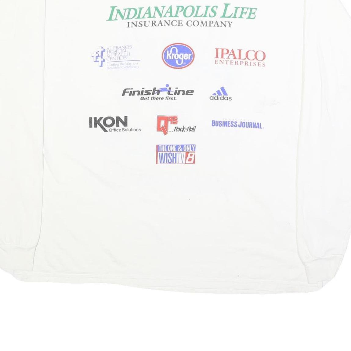 LOCO ATHLETIC Mens White Winners Graphic T-Shirt L Long Sleeve Crew Neck