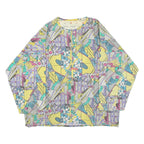 CHEWAN Womens Printed Top Yellow 3/4 Sleeve Crazy Pattern XL