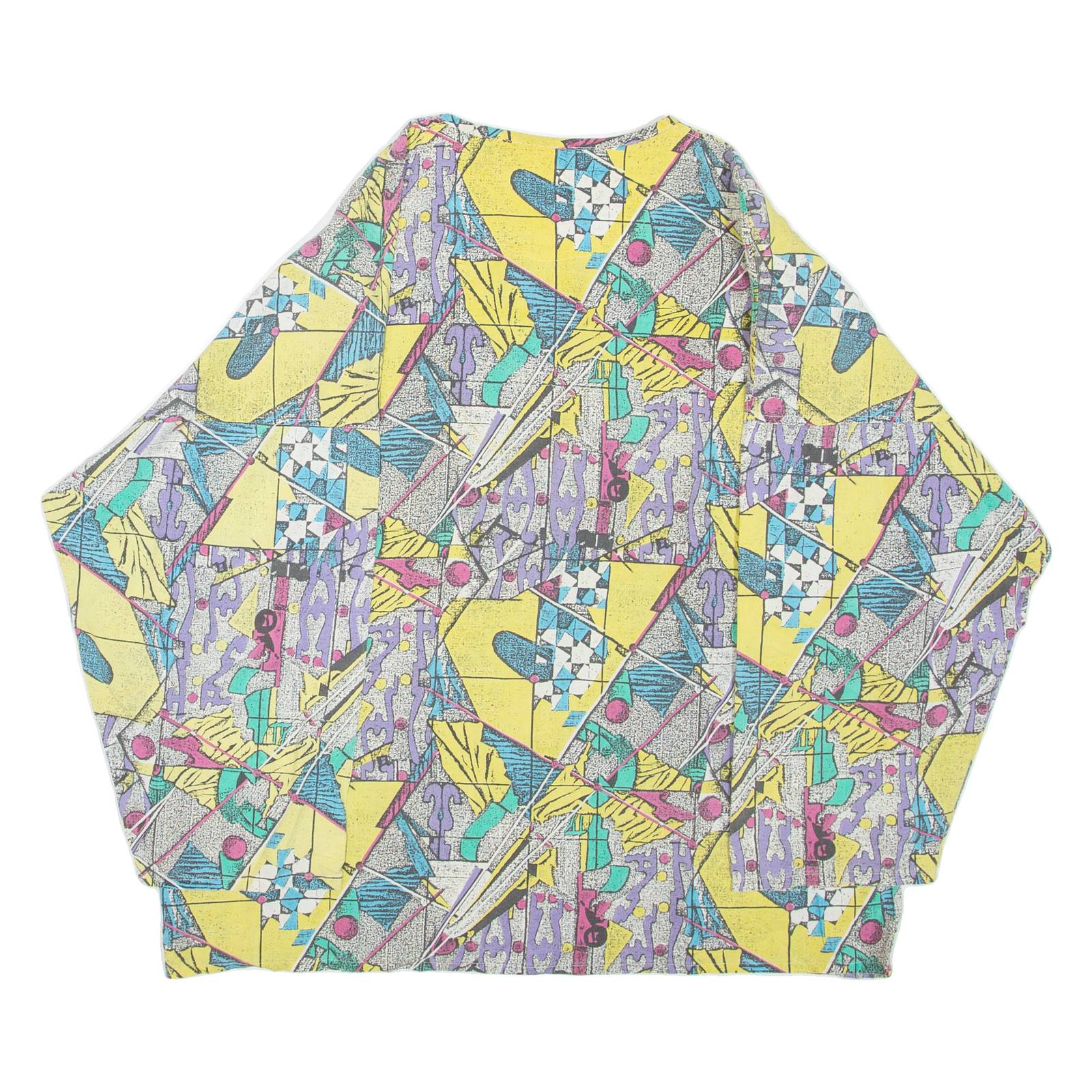 CHEWAN Womens Printed Top Yellow 3/4 Sleeve Crazy Pattern XL