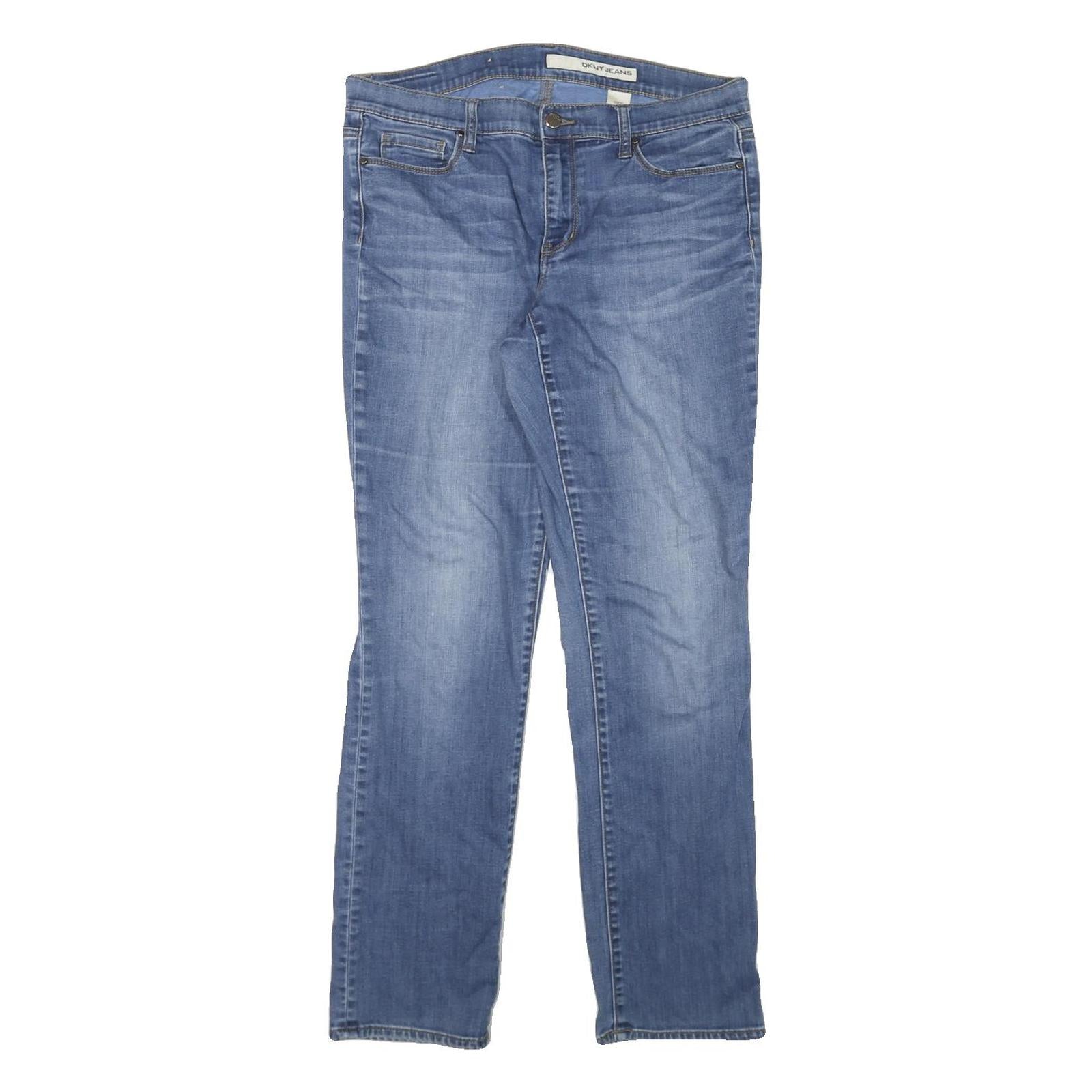 DKNY Womens Slim Blue Denim Slim Jeans W32 L30 Comfortable Stretch Cotton Blend