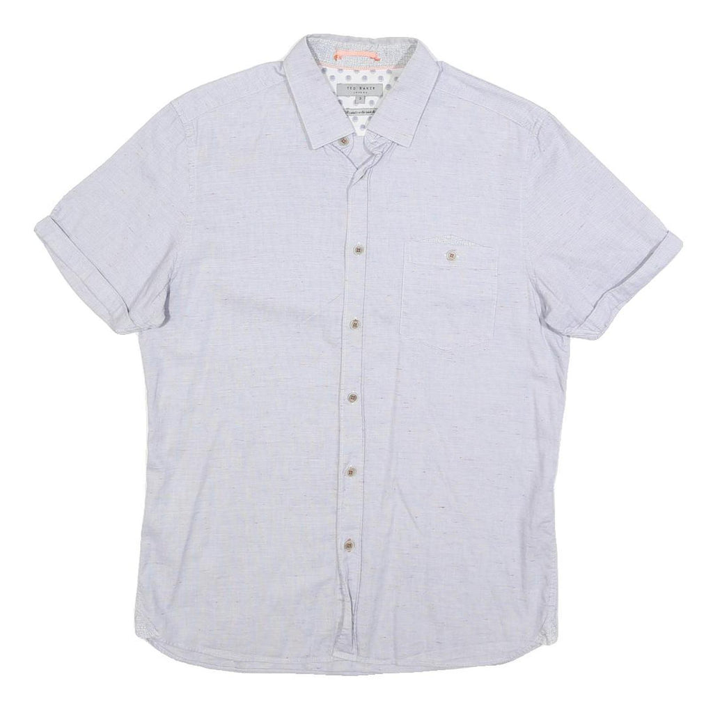 TED BAKER Mens White Shirt M Cotton Blend Short Sleeve Casual Summer