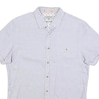 TED BAKER Mens White Shirt M Cotton Blend Short Sleeve Casual Summer