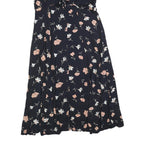 ROBBIE BEE Womens Black Floral Day Dress Cotton Blend Short Sleeve Midi L