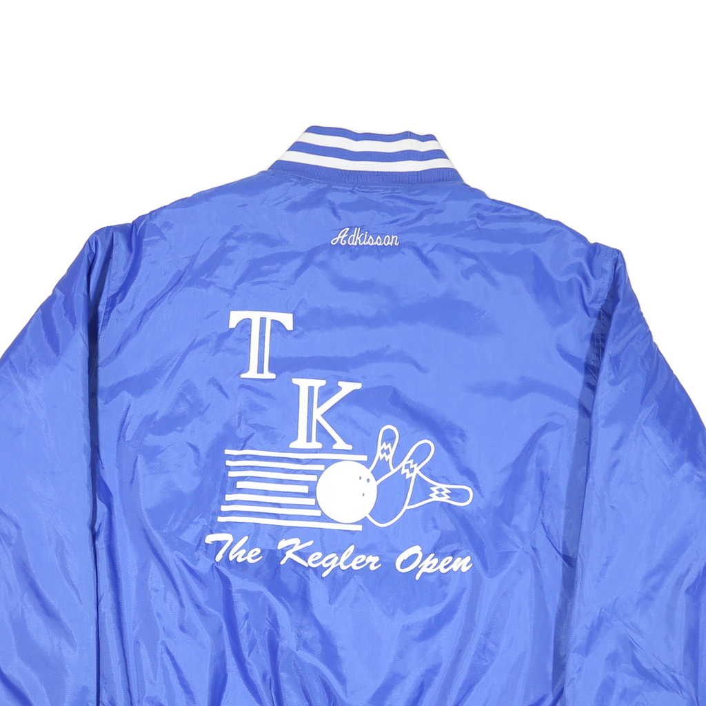 HOLLOWAY Mens Blue Button Jacket 2XL Polyester Blend Track Bowling Retro